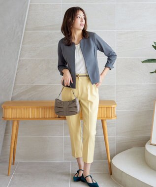 Tiaclasse L 【洗える】ドビーシフォンパールブラウス オフホワイト