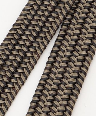 JOSEPH ABBOUD 【キングサイズ・イタリア素材・ストレッチ・日本製】 ストレッチレザーミックス ベルト ダークブラウン系