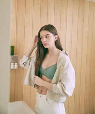 une nana cool 【リニューアル】364ブラ レース ノンワイヤーブラ オリーブ