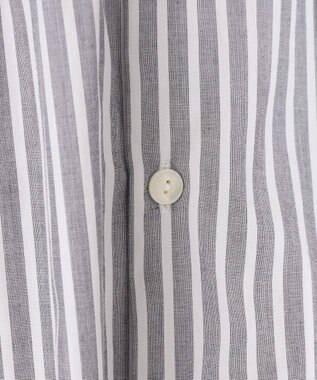 J.PRESS YORK STREET 【WOMEN】バックボタン ストライプブラウス ライトグレー系1