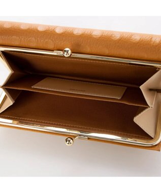 UNBILLION perche 牛革×ハラコ風ドットダブルかぶせ長財布 マスタード