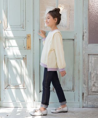 組曲 KIDS 【110-140㎝】リボンボーダー トップス イエロー系1