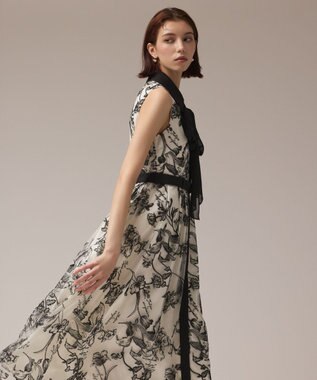 GRACE CONTINENTAL フラワー刺繍ボウタイドレス キナリ