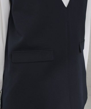 Tiaclasse 【ブラウス&ベスト&パンツ3点セット】リボンタイブラウス＋ベスト付き 3点セットアップ ネイビー