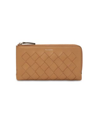 PELLE BORSA メッシュL字ファスナーコンパクト長財布 Chrono Weave クロノウィーブ 5843 キャメル