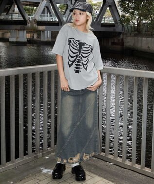 WEGO 【ユニセックス着用ITEM】ブリーチボーングラフィックT（SS） グレー