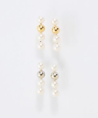 Phoebe 【金属アレルギー対応】ミックスドットピアス　ゴールド/ニッケルフリー/パール ゴールド