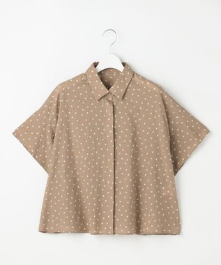 自由区 L 【WEB限定】コットンサッカープリント シャツ ベージュ×オフ