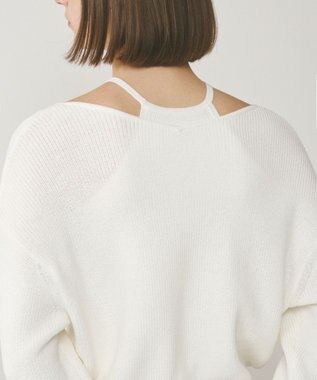 GRACE CONTINENTAL ハイゲージ畦ニットカーディガン ホワイト