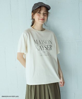 ANY 【MAISON KAYSERコラボ】箔プリントロゴ半袖Tシャツ エクリュ×シルバー