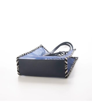 UNBILLION cachecache ポーチ付き柄パイピングメッシュトートバッグ ネイビー