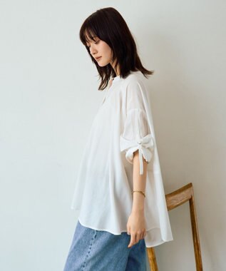 YECCA VECCA 2wayドロストスリーブバンドカラーシャツ White