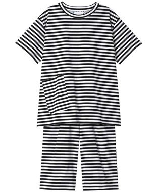 une nana cool MADE WITH LIBERTY FABRIC 綿100％ボーダー 半袖パジャマ BL