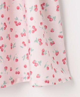 ANY KIDS 【洗濯機可能】オンオフショルダーワンピース ピンク×フルーツ