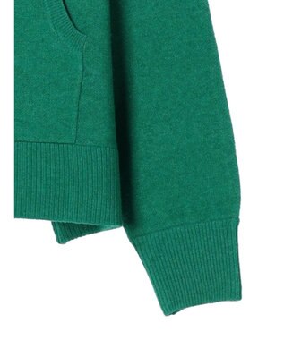 Green Parks スウェット風フード付ニットプルオーバー Green