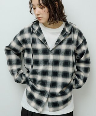 Green Parks ネルチェックフードシャツ