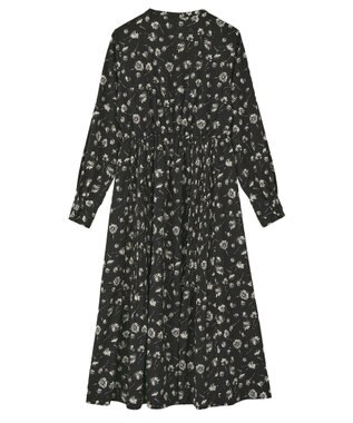YECCA VECCA フラワー柄プリーツMIXワンピース Black
