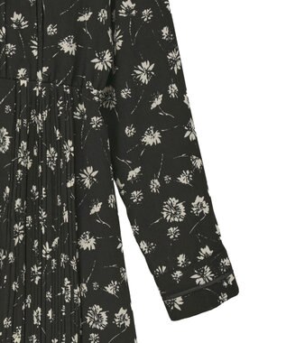YECCA VECCA フラワー柄プリーツMIXワンピース Black