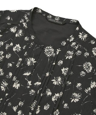 YECCA VECCA フラワー柄プリーツMIXワンピース Black