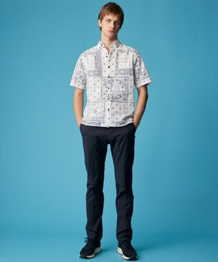 JOSEPH ABBOUD 【ウエストも伸びる!/ストレッチ/軽量/Eco撥水】マイクロピケストレッチ パンツ ネイビー系