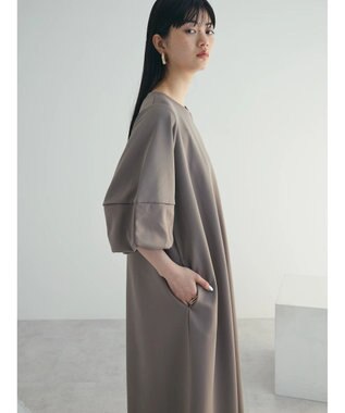 Green Parks armonia. 袖ボリュームポンチワンピース Gray Beige