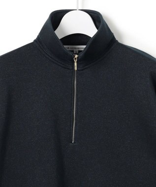23区 【先行予約】シャイニーコットンテリー ハーフジップ スウェット ネイビー系