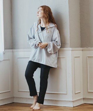 San-ai Resort（三愛水着楽園） 【再入荷】WEB限定商品　ポケット付きハーフジップラッシュパーカー＋リブタンキニ水着+レギンス5点セット【Beach Queen（ビーチクイーン）】 ライトグレー