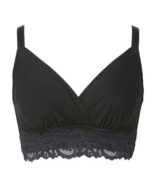 BRADELIS New York 【BRADELIS NewYork peace】綿混ハイブリッド・デイリーハートカップブラ24 バストを脇からしっかり包みホールドするノンワイヤー補正ブラ ブラック