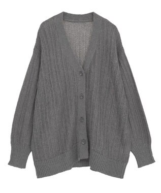 Green Parks シアーニットＶネックカーディガン Gray