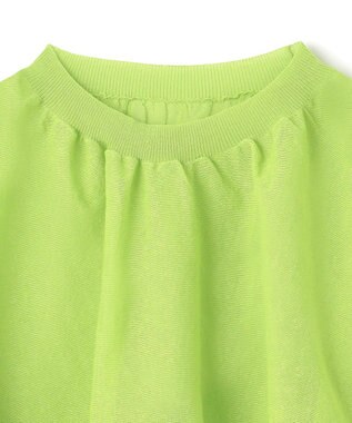 BEIGE， 【洗える・Oggi 7月号掲載】LUPINUS / リネン混半袖プルオーバーギャザーニット Lime