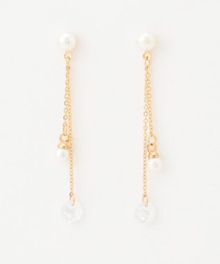 ANY 【WEB限定】ドロップストーンピアス(両耳用) ライトゴールド