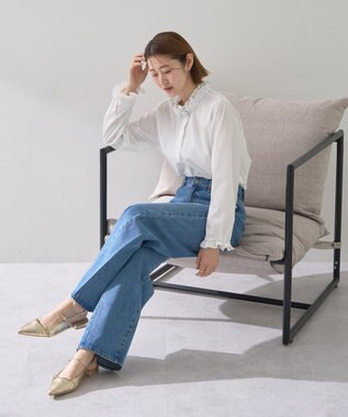 YECCA VECCA イージケアフリルカラーシャツ Off White