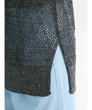 Green Parks スパンコールニットベスト Black