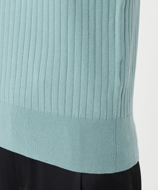 23区 【R(アール)】シルクコットン ポロカラー リブニット ライトアッシュグリーン系