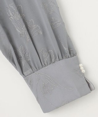 ANY SIS S 【洗える】ラインエンブロイダリー ドレス アイスグレー