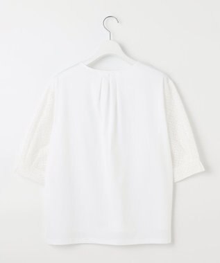 J.PRESS LADIES S 【吸水速乾】レーシーコンビ Vネック カットソー ホワイト系