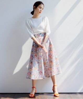 組曲 S 【洗える】CHAIギャザースリーブ ニット アイボリー系