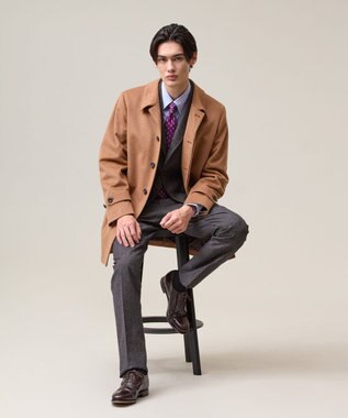 J.PRESS MEN ウールとカシミヤの品格素材【定番】ウールカシミヤビーバー ドレスショートコート_25年モデル キャメル系