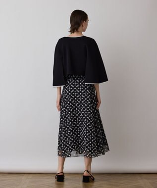 GRACE CONTINENTAL バイカラースリットニットカーディガン ブラック