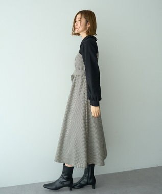 YECCA VECCA チェック柄ベアドッキングワンピース Gingham Check