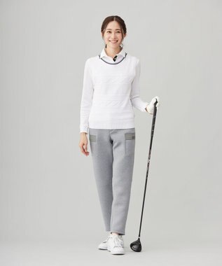 23区GOLF 【WOMEN】【ウォッシャブル】コットンブレンドサイドロゴベスト ホワイト系