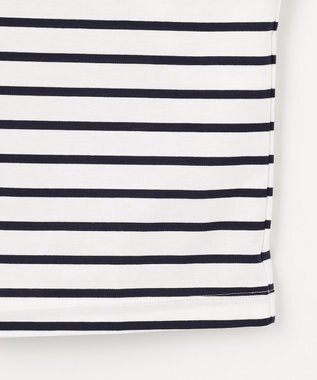 自由区 【洗える】レース Tシャツ オフ×ネイビーボーダー