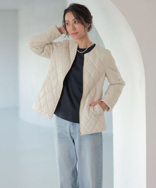 J.PRESS LADIES S 【2way】スパンライクナイロンタッサー フーデッド コート ライトベージュ系