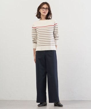 J.PRESS LADIES S チノストレッチ ワイドパンツ ネイビー系