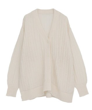 Green Parks シアーニットＶネックカーディガン Off White