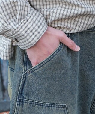 WEGO ダブルニーダメージデニムパンツ デニム淡加工色