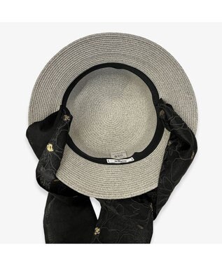 林八百吉商店 un chapeau  スカーフ付ペーパーハット グレー