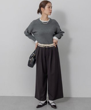 組曲 L コットンカシミヤMIX クルーネックニット 【WEB限定】グレー系9