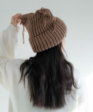 WEGO ローゲージネコミミニットキャップ ブラウン