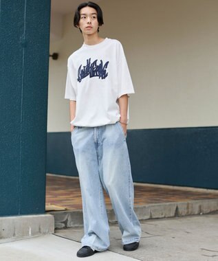 WEGO イージーバギーフレアデニムスラックス デニム淡加工色